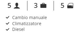 caratteristiche vettura a noleggio
